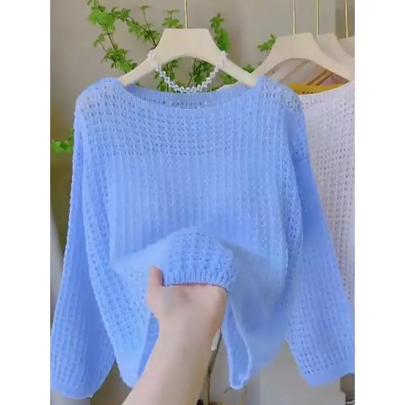 Handmade Hollowed Out Knitted Crochet Loose Sweater