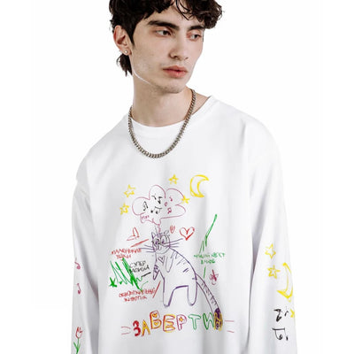 Hand Drawn Cat Sweatshirt