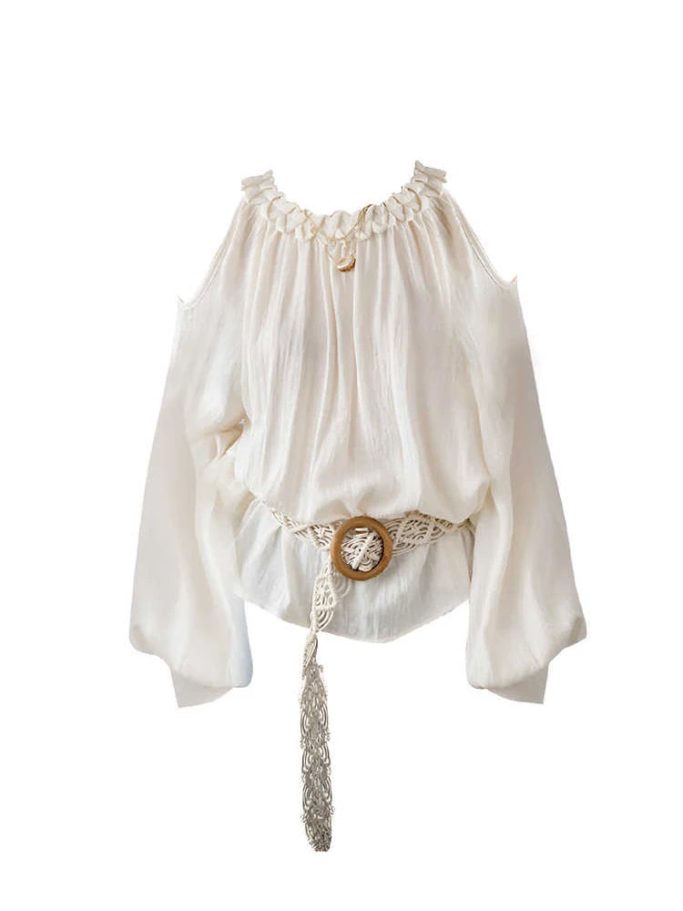 2000s Women Long Sleeve Shirt With Belt