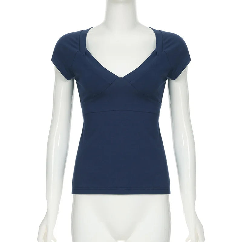 Plunge V Neck Tie Top