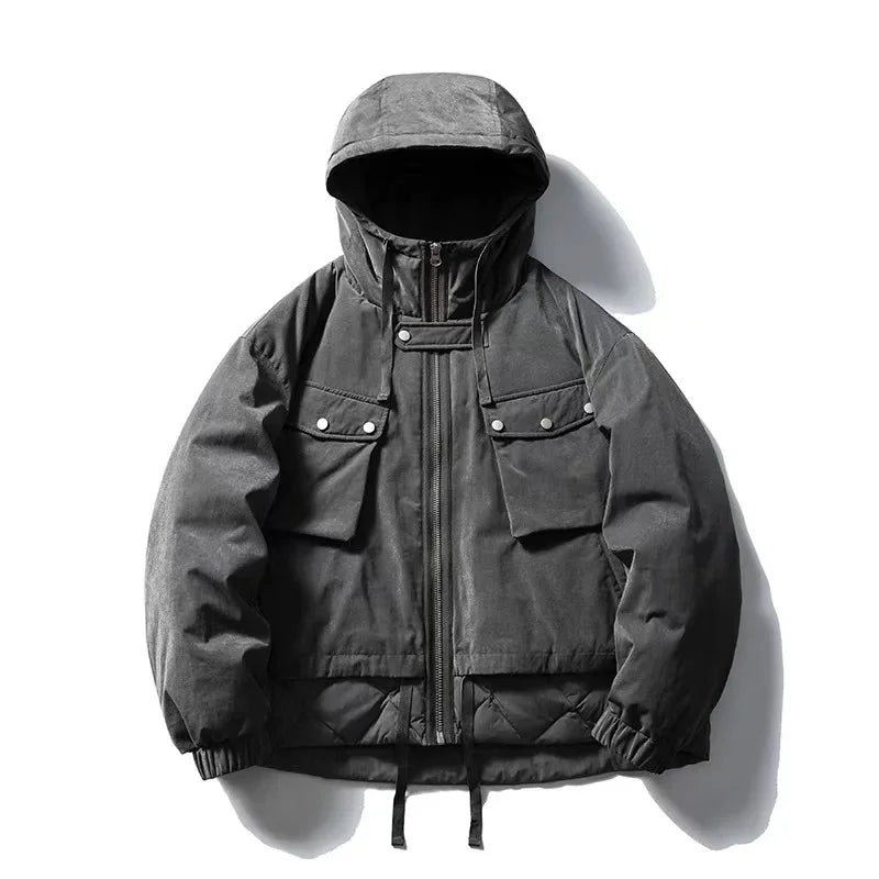 Winter Hooded Down Cargo Jacket