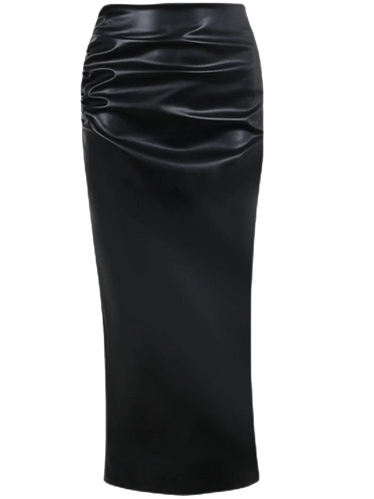 Women's Soft Stretchy Leather Pencil Skirt
