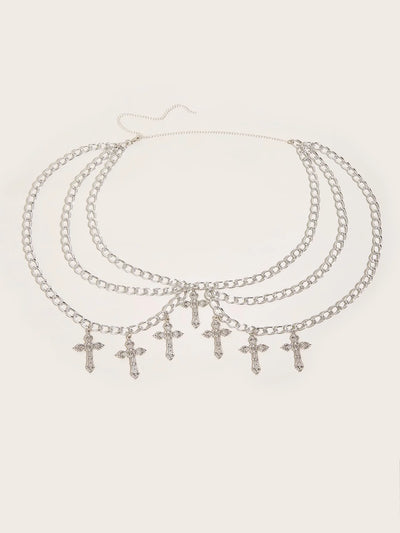 Goth Cross Layered Body Chain Belts