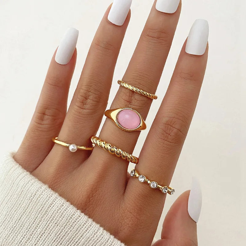 Y2K Gemstone Soft Heart Rings