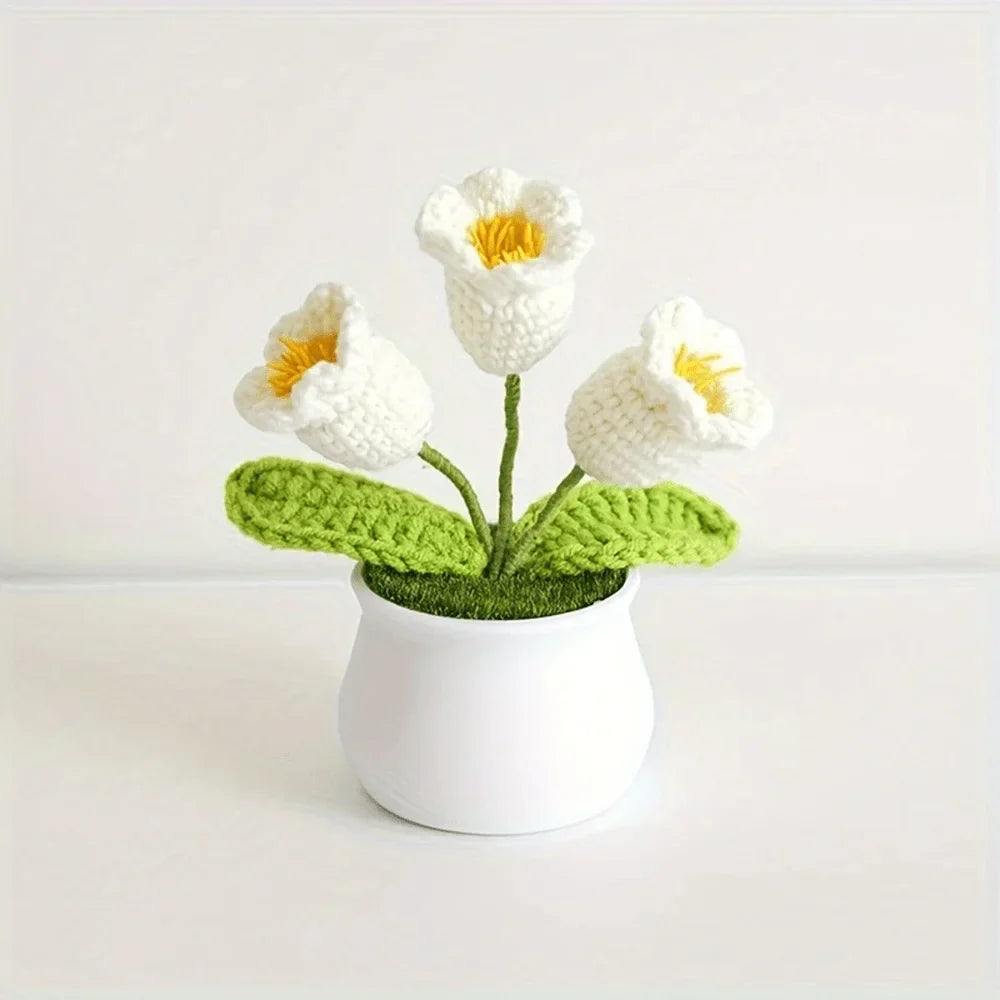 Boutique Handmade Woven 3-Head Knitted Flower
