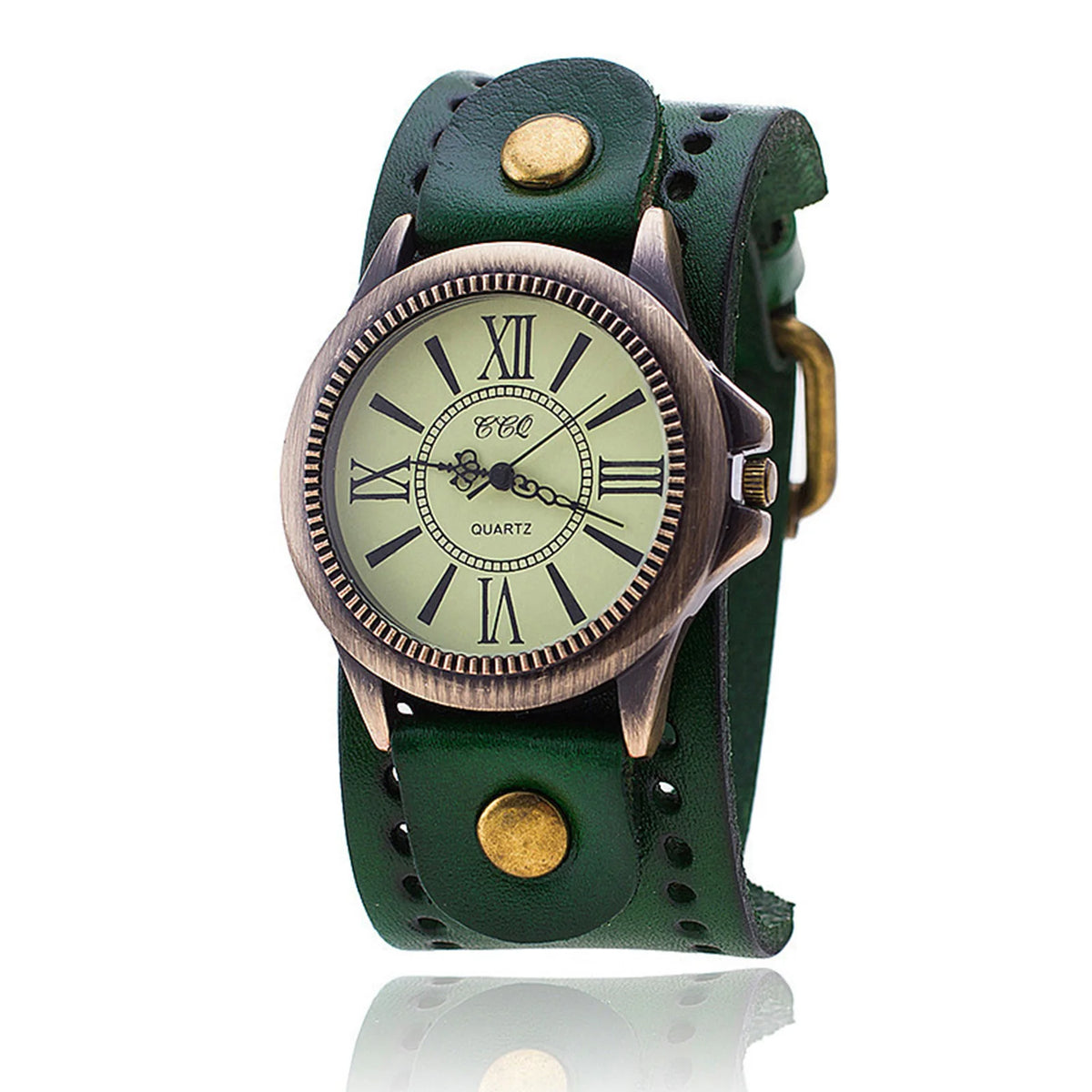 Vintage Wide Leather Strap Watch