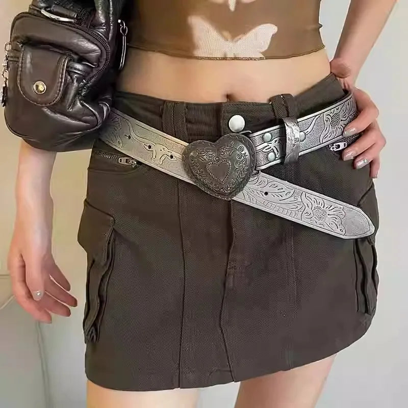 Vintage Ethnic Heart Suede Waist Belt