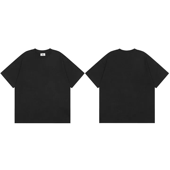 Solid Black Summer Cotton Short T-Shirt