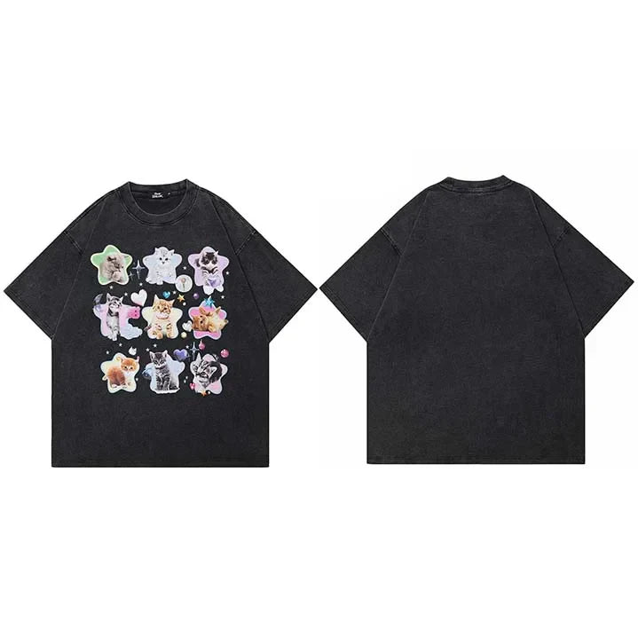 Retro Washed Black Graphic Star T-Shirt