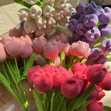 Gestrickter Rosen-Tulpen-Blumenstrauß für Hochzeiten