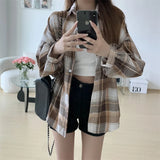 Oversized-Tartan-Jacken-T-Shirt mit Kragen