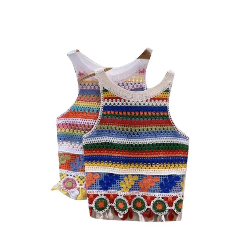 Vintage Knitted Retro Crochet Women Tank Tops