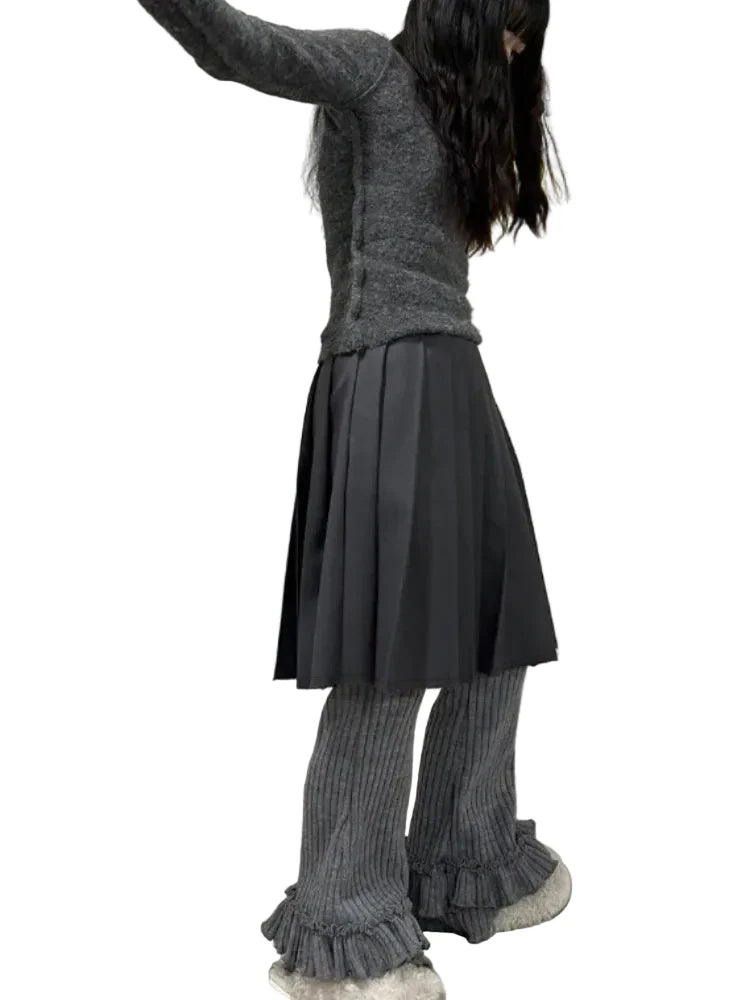 Coquette Korean Ruffles Straight Pants