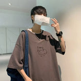 Cat Printed Oversized Korean T-Shirt