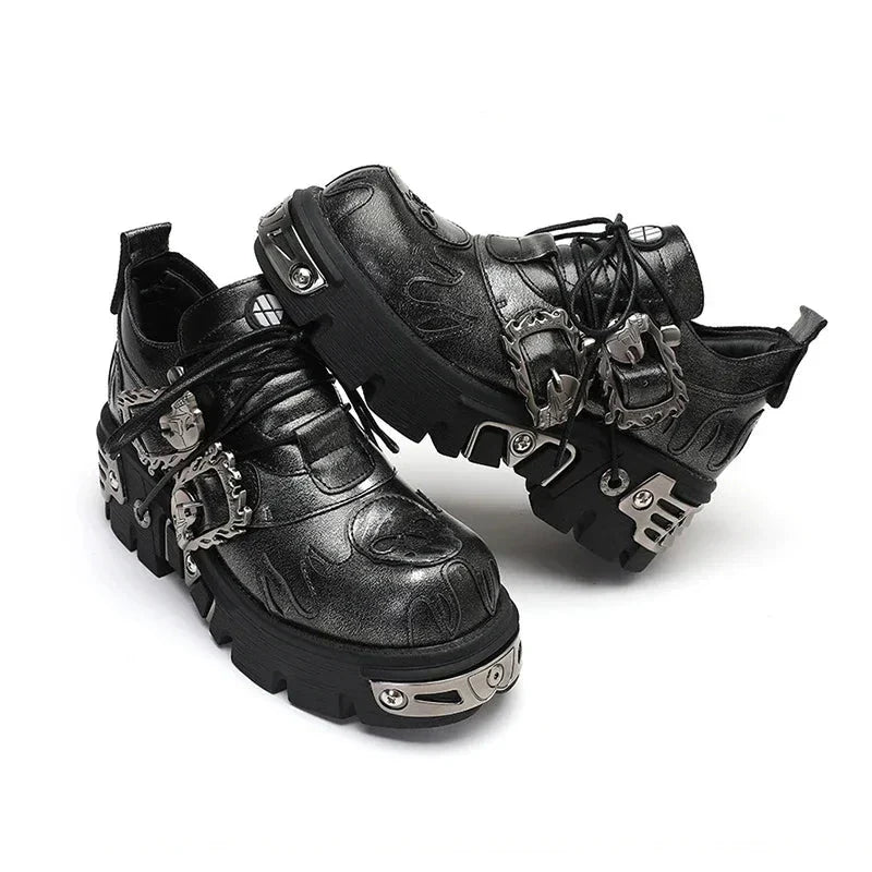 Platform Metal Buckle Ankle Platform Boots