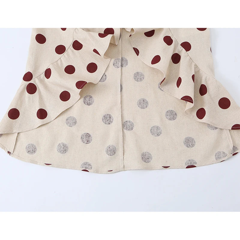 Retro Polka Dot Spaghetti Strap Long Dresses