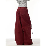 Jeans rectos rojos de cintura alta