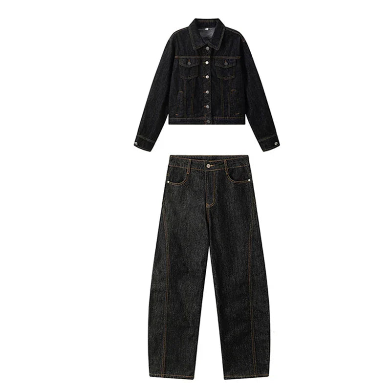 Cowgirl Black Denim Two-Piece Set