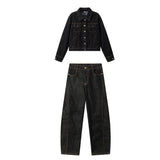 Cowgirl Black Denim Two-Piece Set