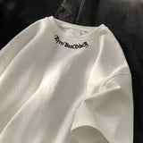 Oversized Letter Embroidery Cotton T-Shirt