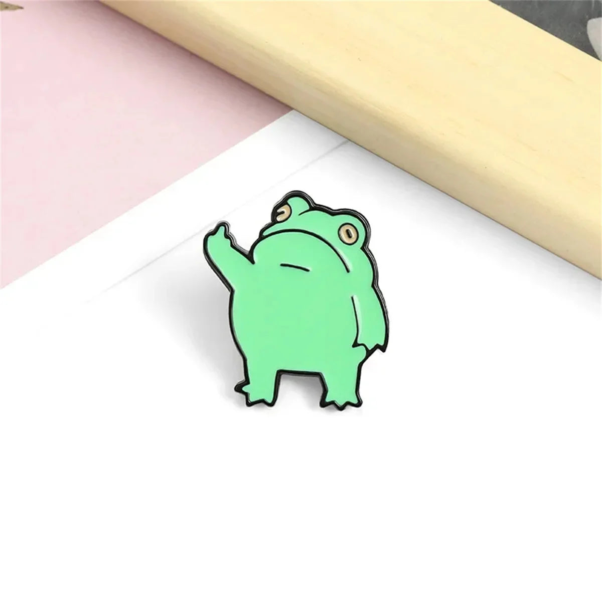 Middle Finger Frog Alloy Brooch