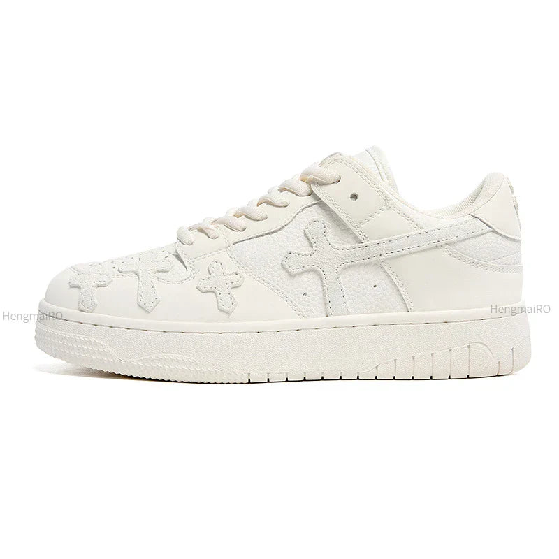 Retro Kreuzmuster Skater-Schul-Sneakers