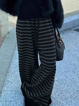 Contrast Stripped Wide Leg Pants