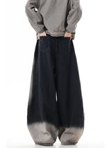 Jeans mit weitem Bein und Farbverlauf im Used-Look