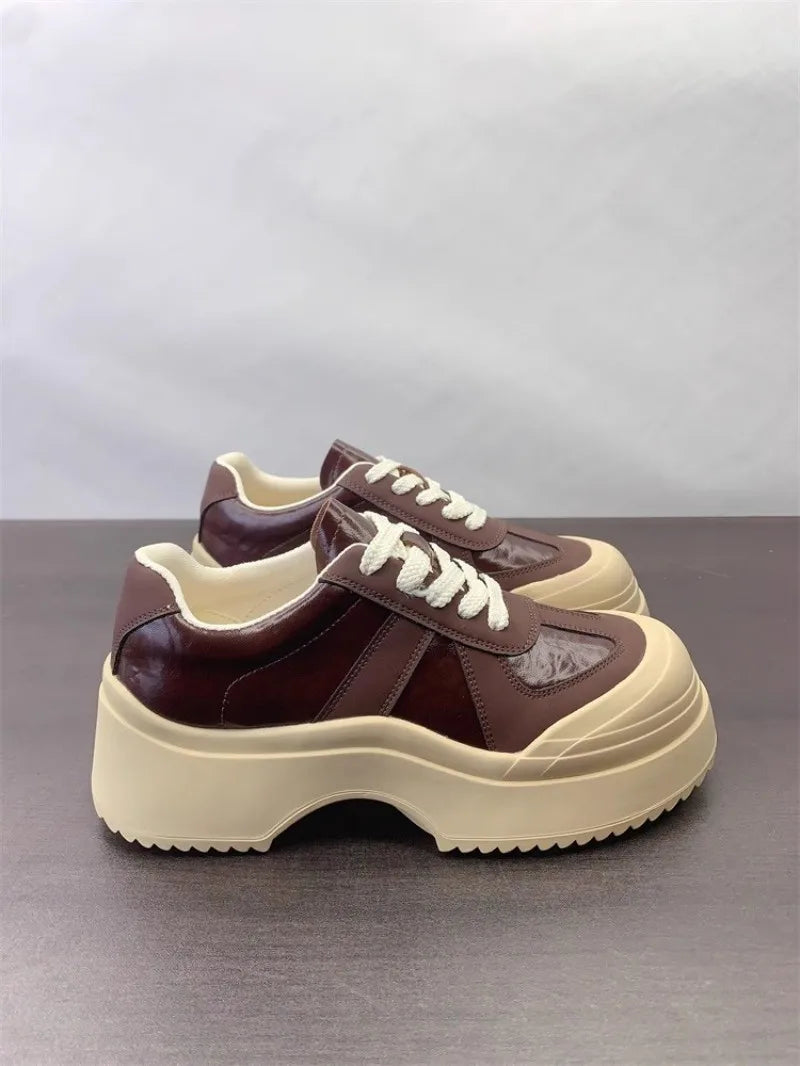 Thick Bottom Casual Leather Platform Shoes