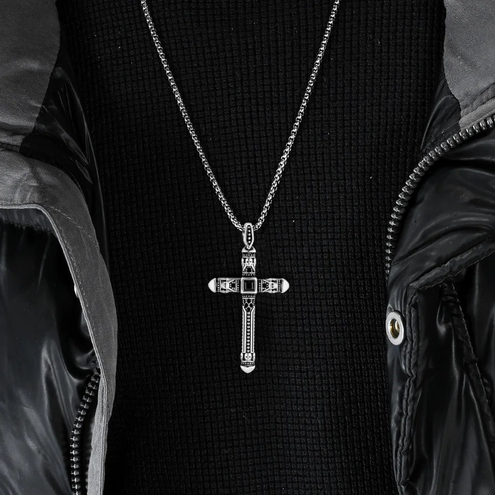 Y2K Stainless Steel Gothic Cross Pendant Necklace