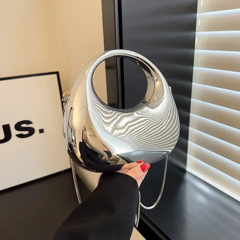 Shiny Modern Crescent Handbag
