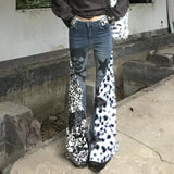 Vintage Schlagjeans mit Leopardenstern-Print