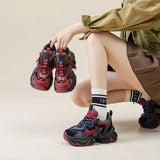 Chunky Leather Plush Color Block Sneakers