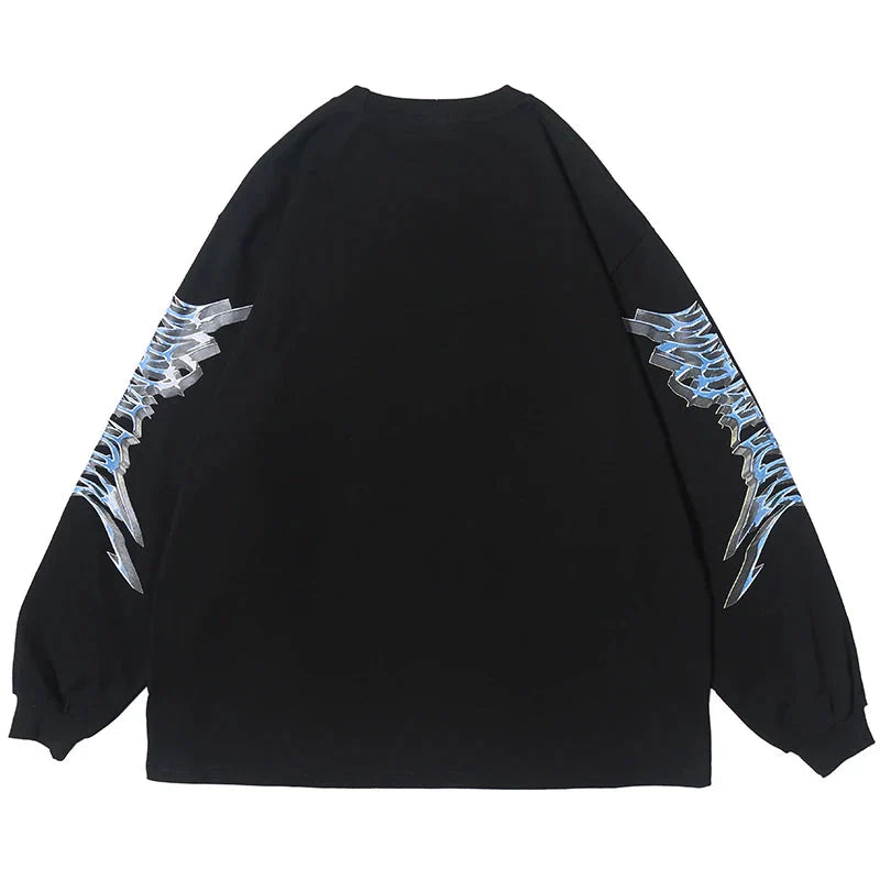 Retro Angel Print Loose Hip Sweatshirt