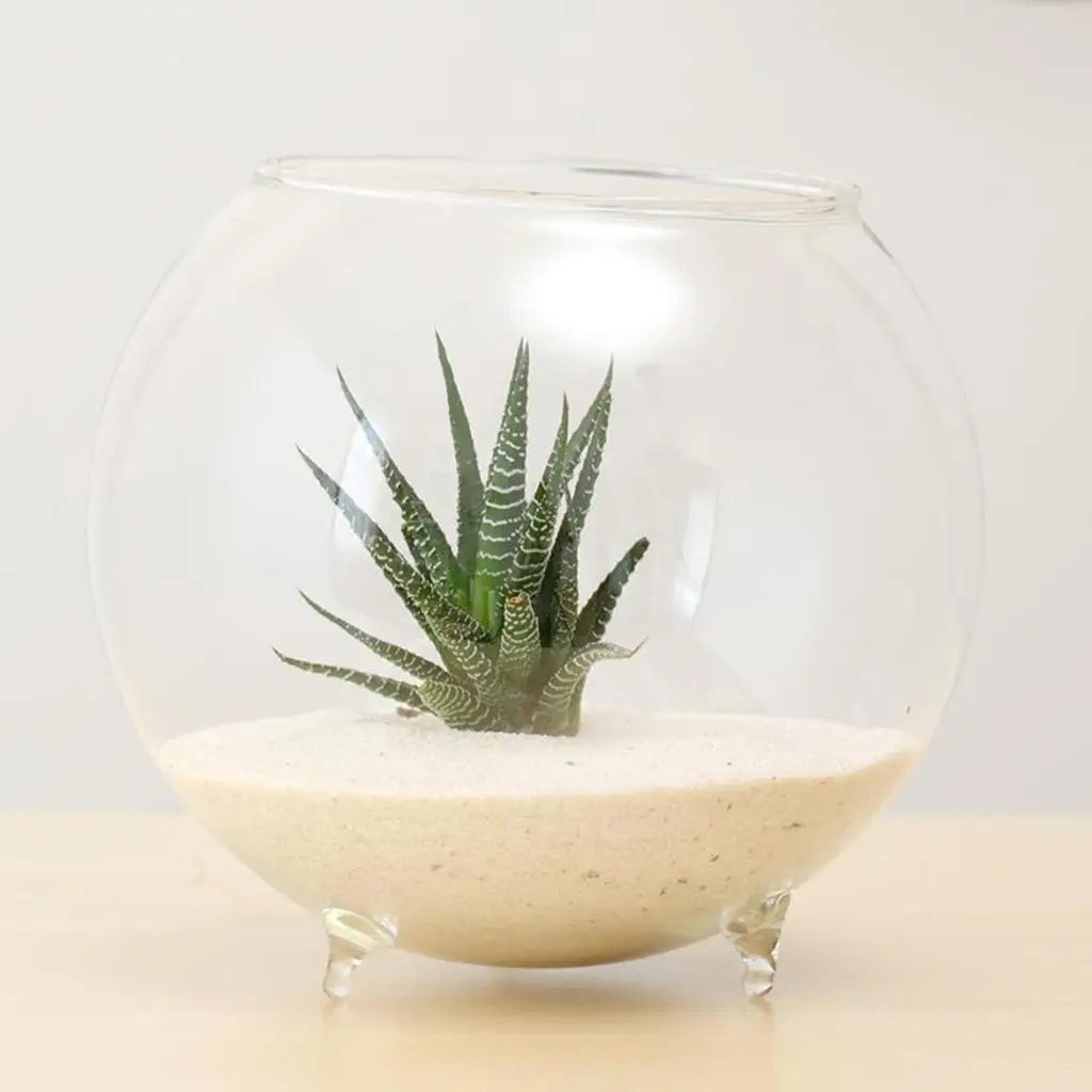 Ball Shaped Glass Flower Vintage Vase