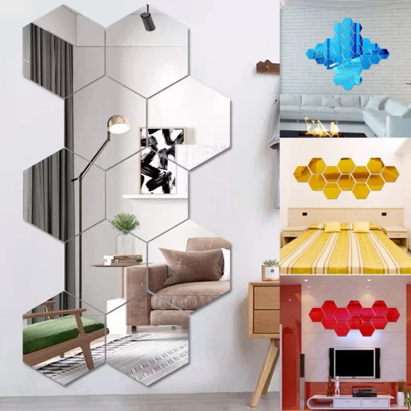 Hexagon 3D Mirror Wall Sticker