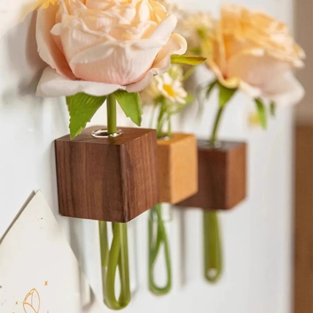 Vintage Wooden Test Tube Vase