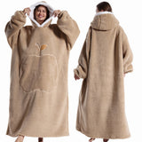 Extra Long Wearable Flannel Hooded Blanket