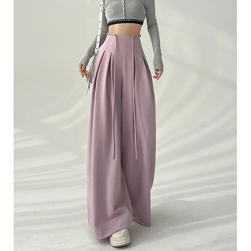 Schwarze High-Waist-Hose mit weitem Bein