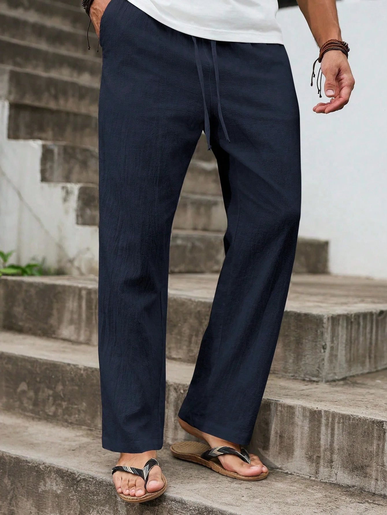 Linen Straight-Cut Leisure Pants