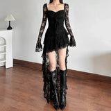 Gothic Lace Flare Sleeve A-line Dress