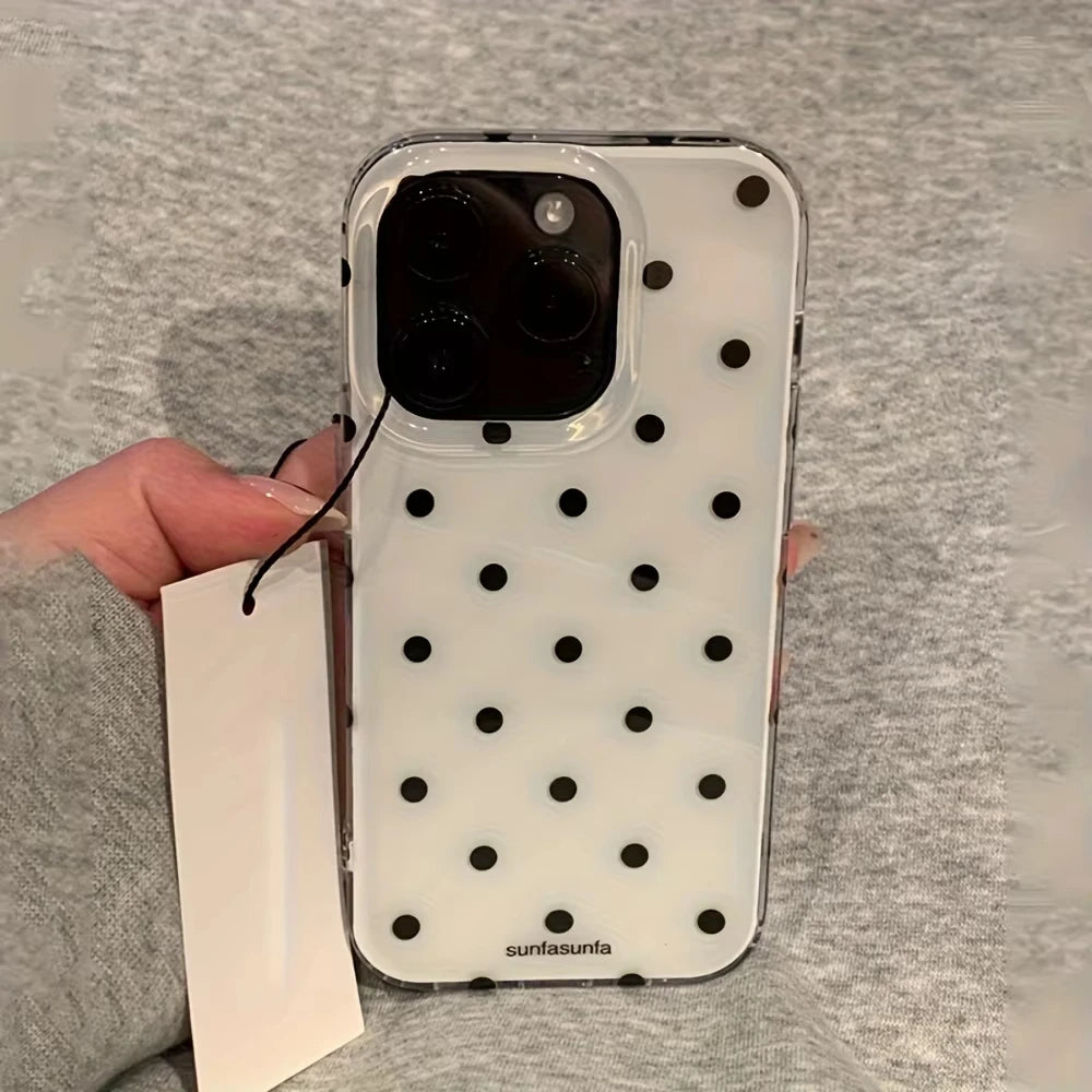 Black White Polka Dot Shockproof iPhone Case