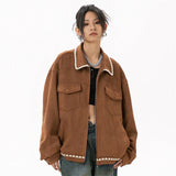 Y2K Stylish Suede Bomber Jacket