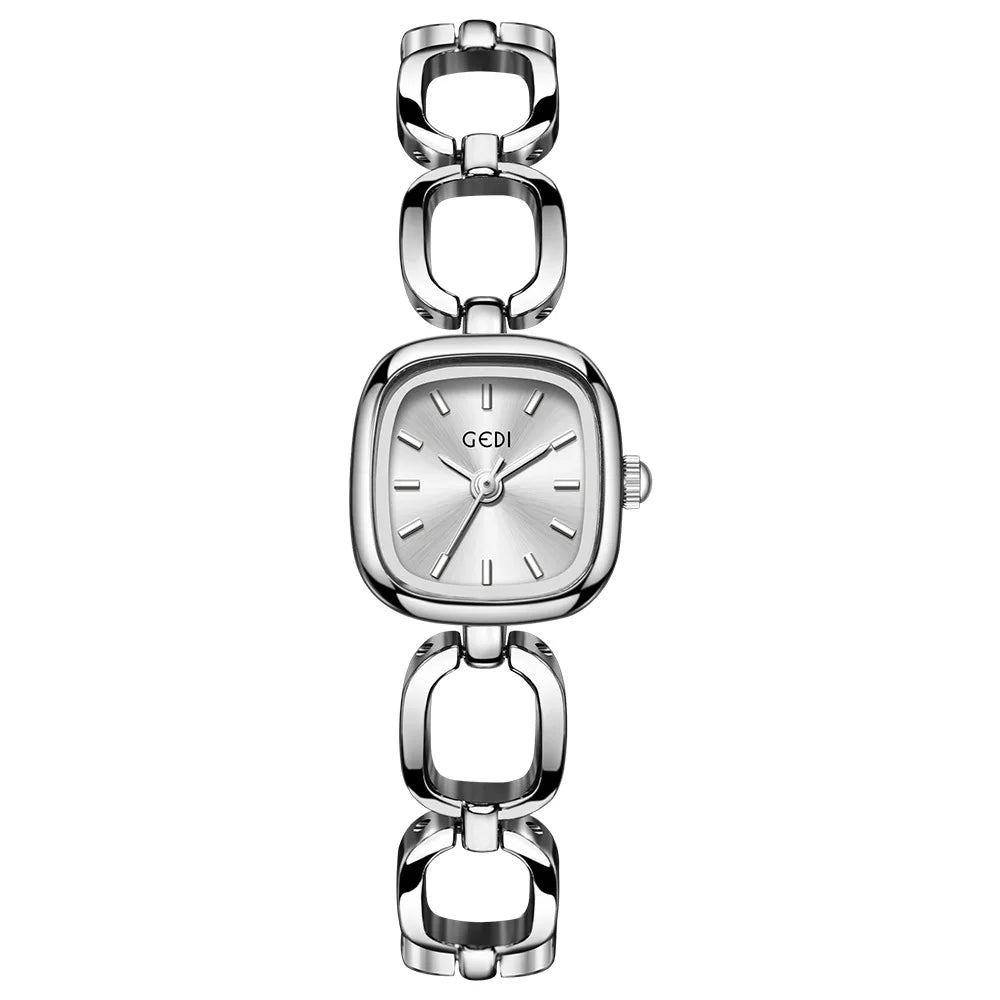 Sliver Grey Dial Square Ladies Bracelet Watch