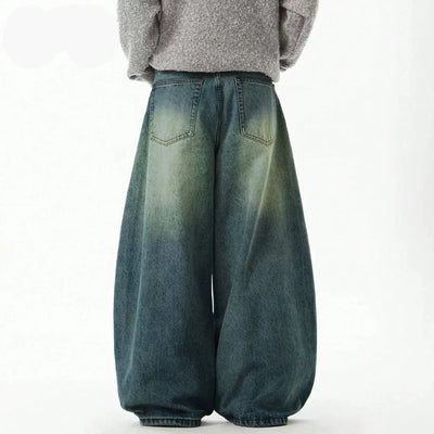 Y2K Trendy Faded Green Baggy Jeans
