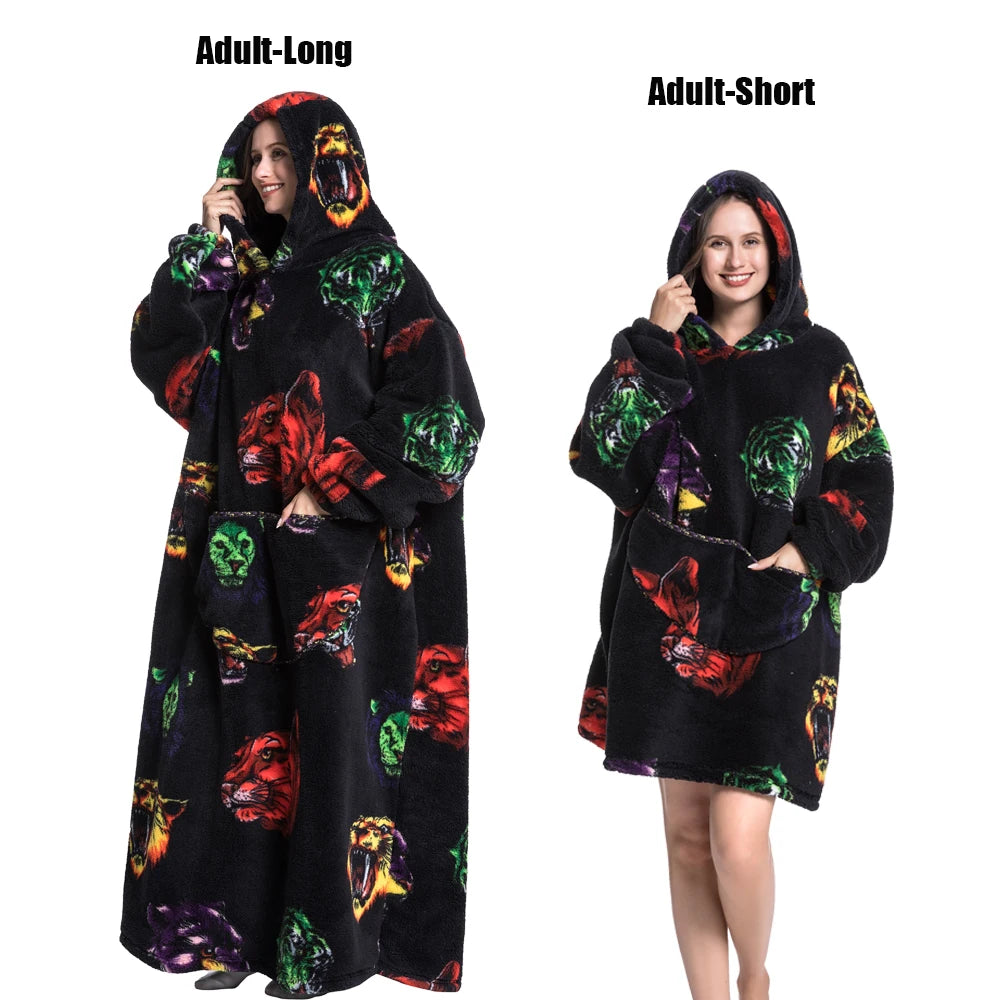 Casual Fleece Hooded Giant Blanket