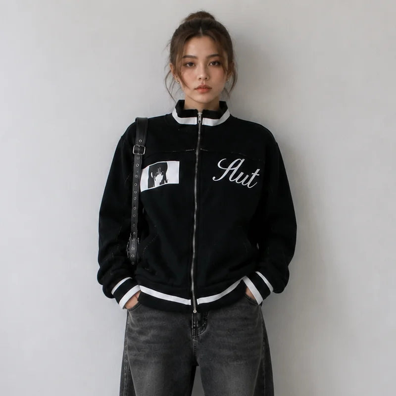 Y2K Striped Trim Track Jacket