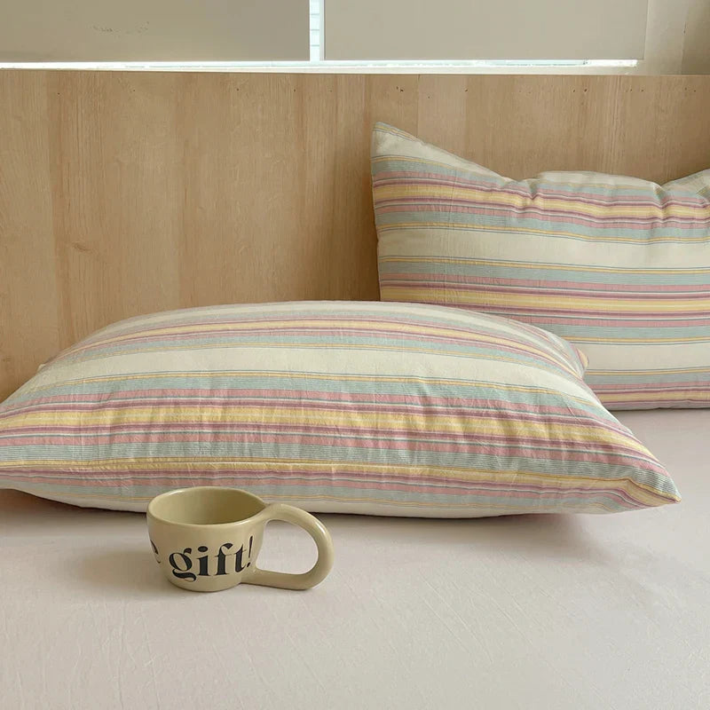Cotton Pillowcase Colorful Stripe Pillow Case