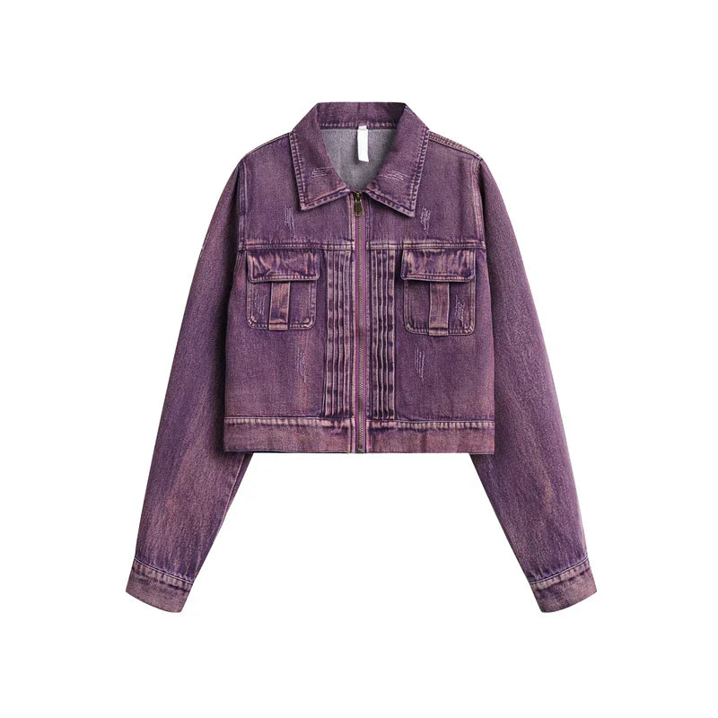 Cropped Vintage Chic Women's Denim Jacket