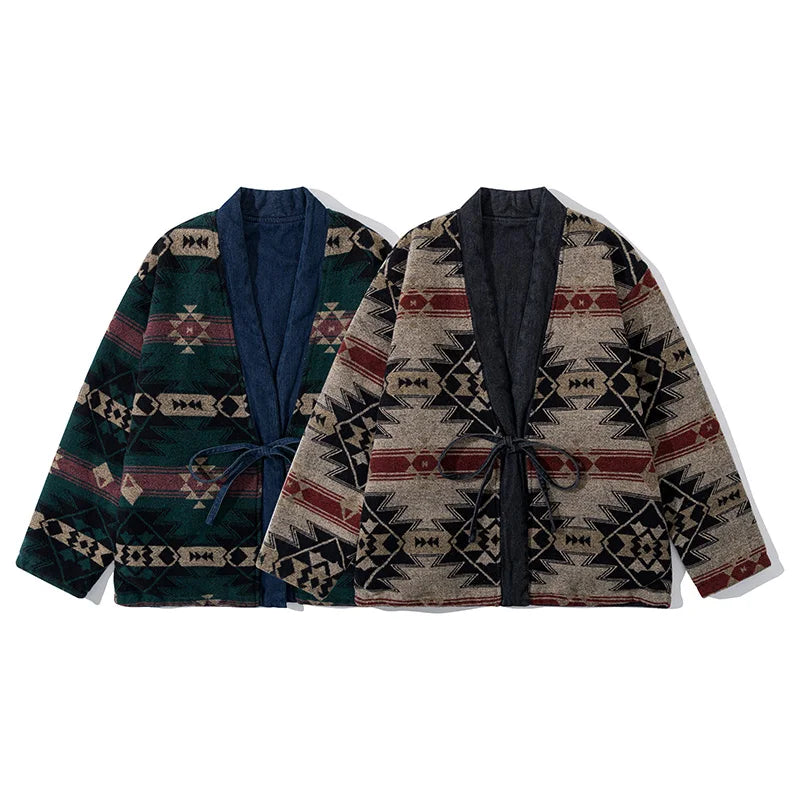 Drawstring Warm Wool Denim Coat